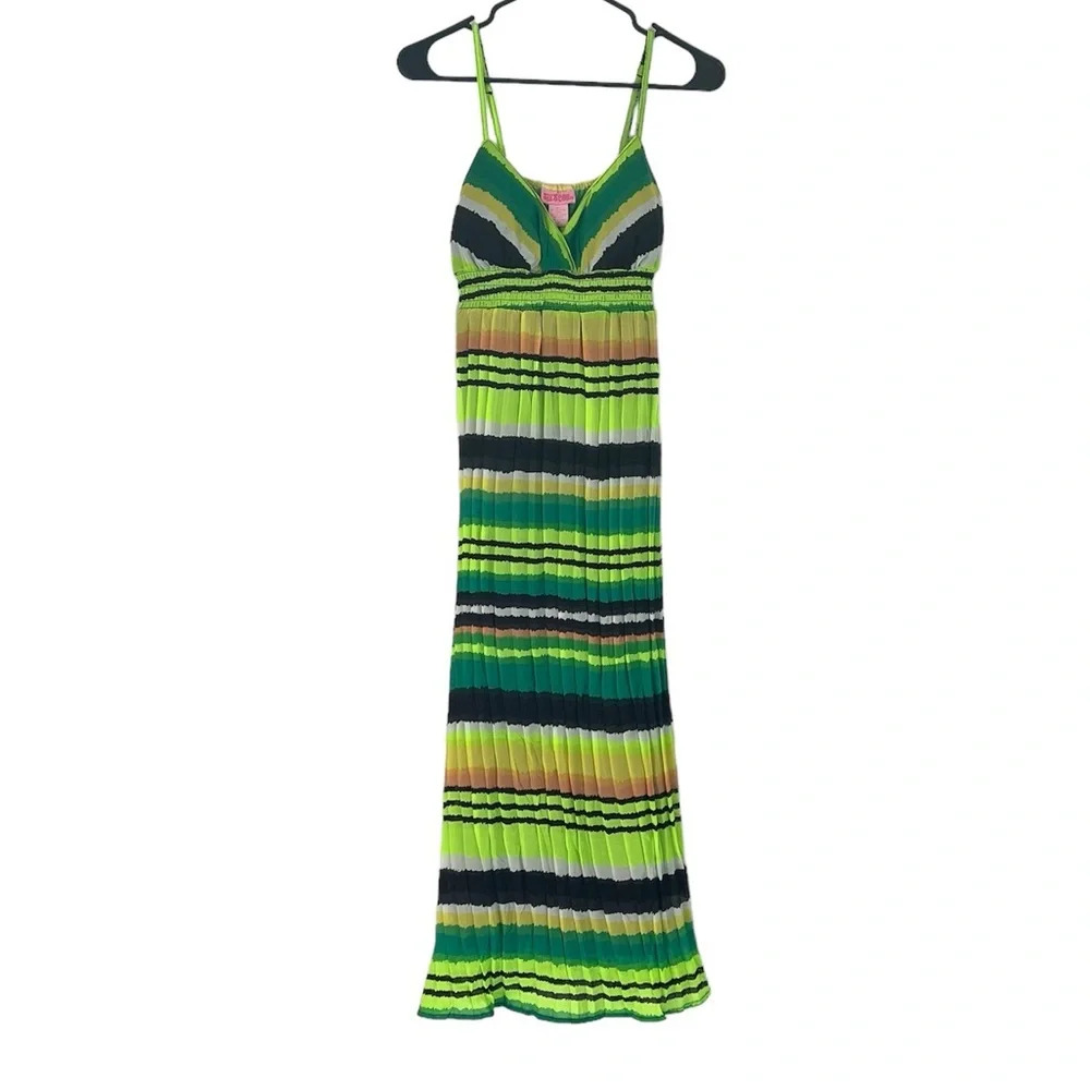 NWT‎ Bright Green and Black Neon Summer Maxi Dress Size Medium